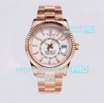 AI Factory Swiss 9001 Rolex Sky-Dweller Rose Gold Watch 42mm White Dial